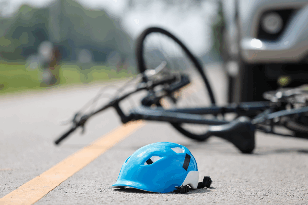 Damaged bicycle and car after accident showing importance of umbrella insurance coverage to protect against major liability claims